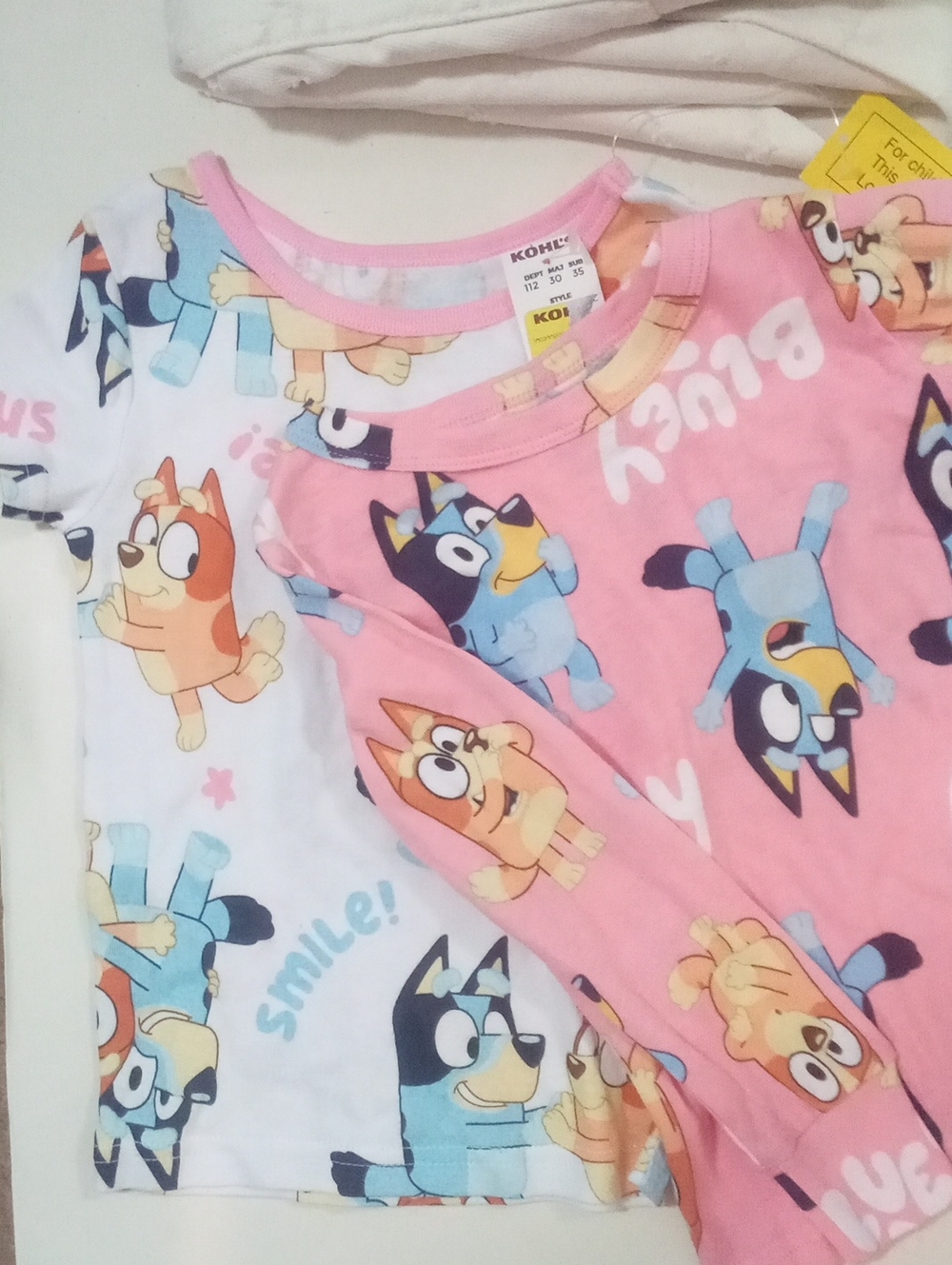 2 Bluey Kids' Tops Pink & White Character Prints Size 4 NWT $48